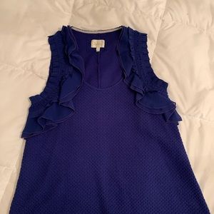 Royal blue ruffled dressy tank